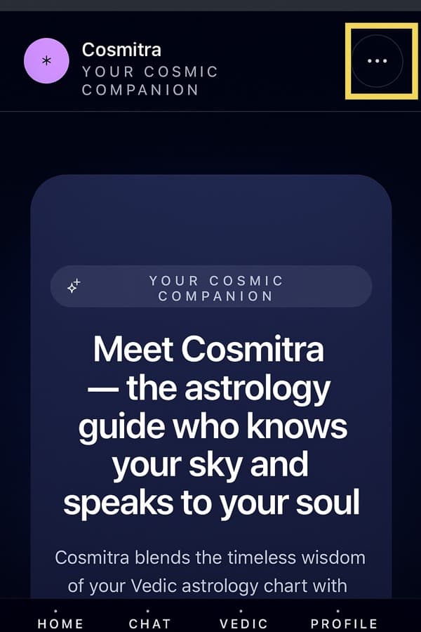 Adding Cosmitra to the iOS home screen via Safari